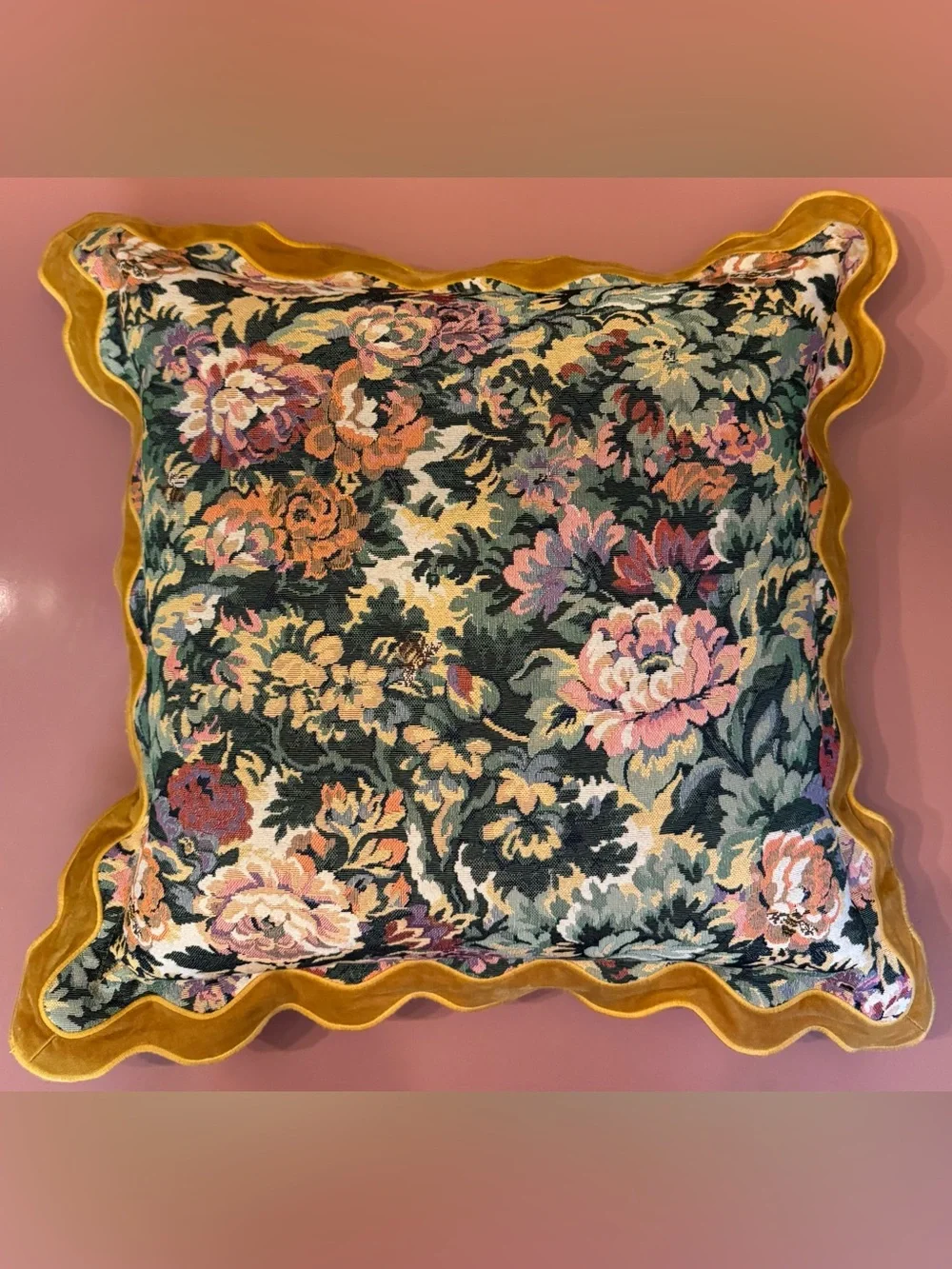 Anthropologie Gwendolyn Jacquard Floral Scalloped Trim Pillow